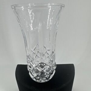 Flower Vase 5" Tall Glass Diamond Cut Heavy Table Decor Brilliant Stunning